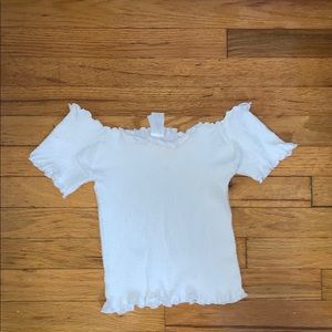 White runched cropped top